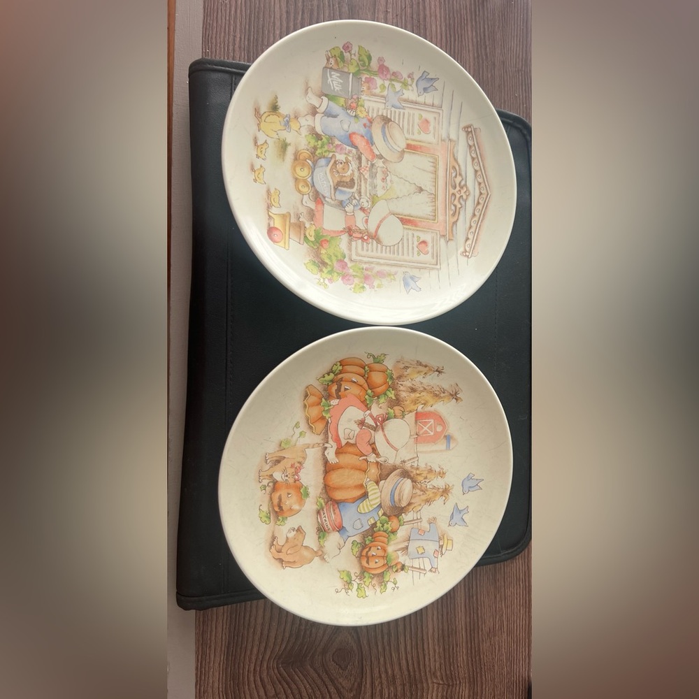 Set of 2 Country Kids dessert plates